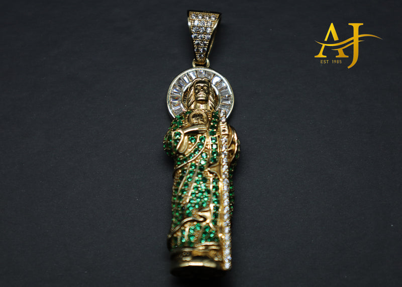 14K Green CZ 3D San Judas Pendant