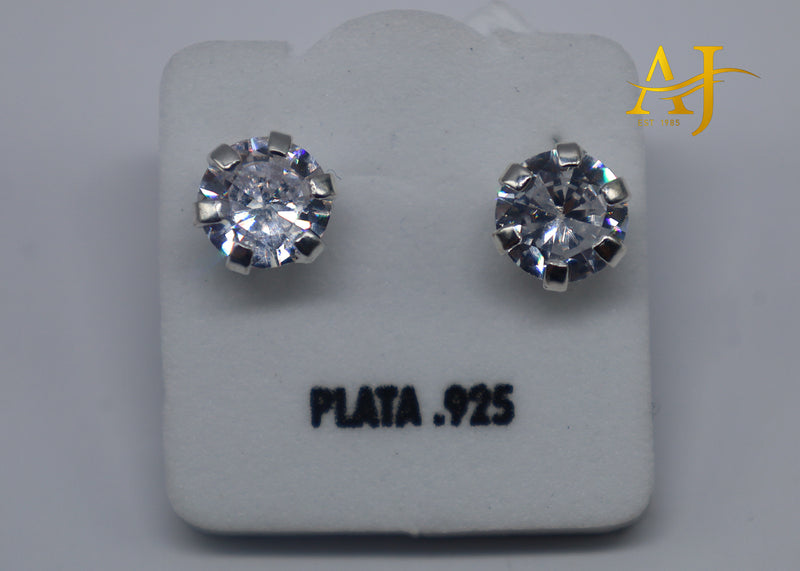 925 Round CZ Stud Earrings