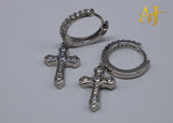 925 Silver Hoops With Cross CZ