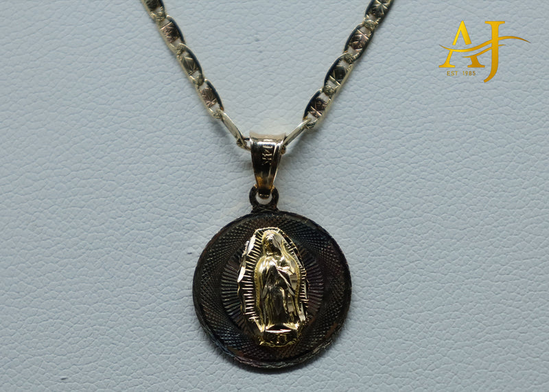 14K Virgen Maria and 3MM Valentino Chain