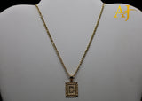 14K 2MM Cuban Link With Initial Pendant