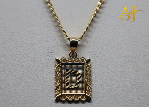 14K 2MM Cuban Link With Initial Pendant