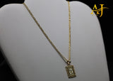 14K 2MM Cuban Link With Initial Pendant