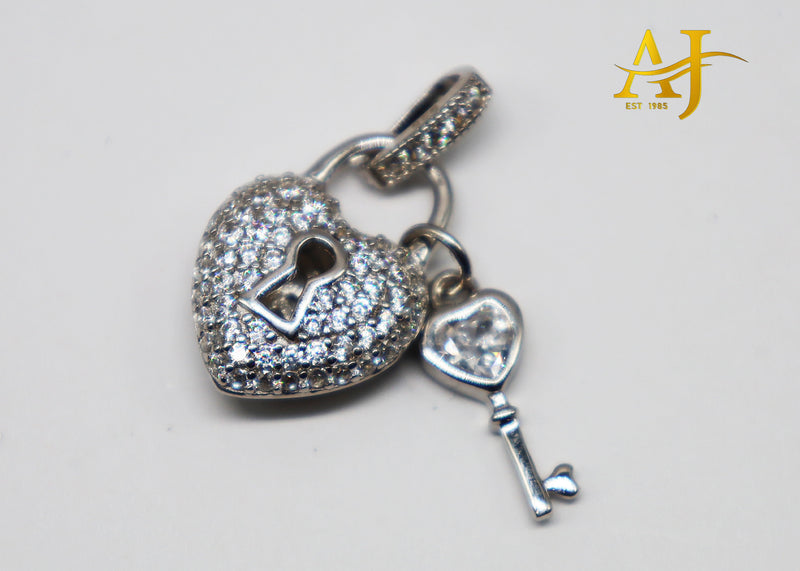 925 Silver Heart and Lock Pendant