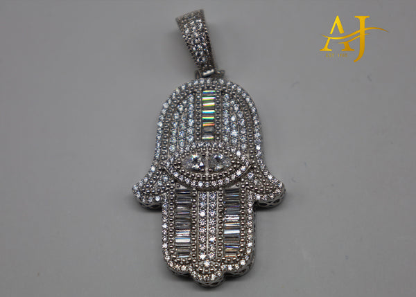 925 Hamsa Hand Baguette CZ