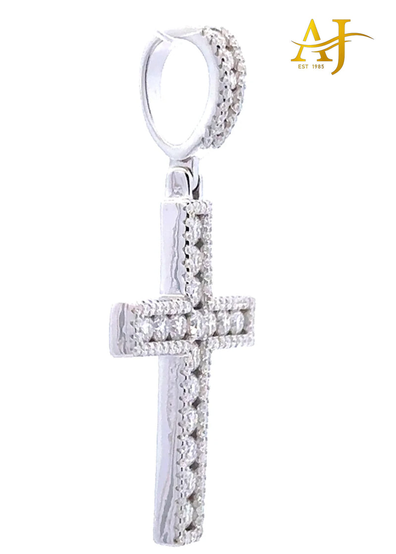 925 MOISSANITE RHODIUM ICED OUT CROSS