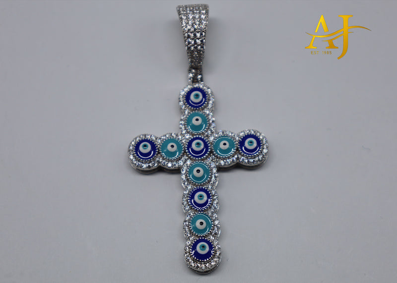 925 CZ Evil Eye Cross