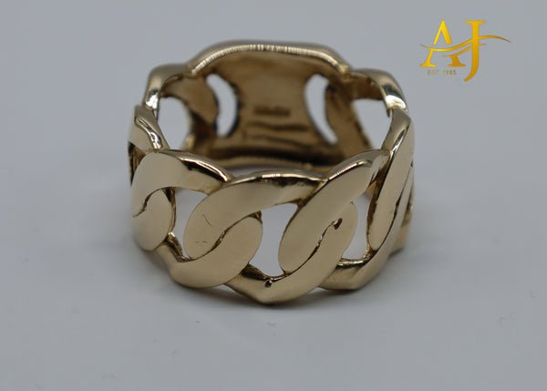 14K Solid Cuban Link Ring