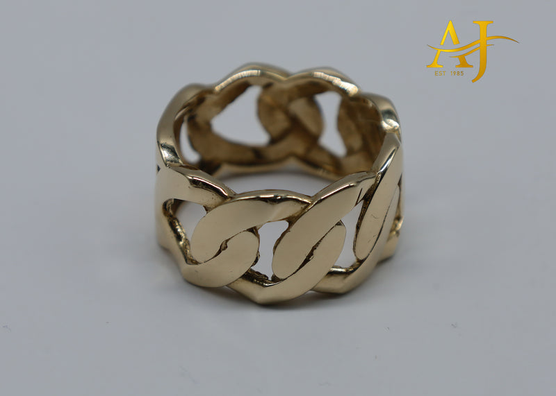 14K Solid Cuban Link Ring