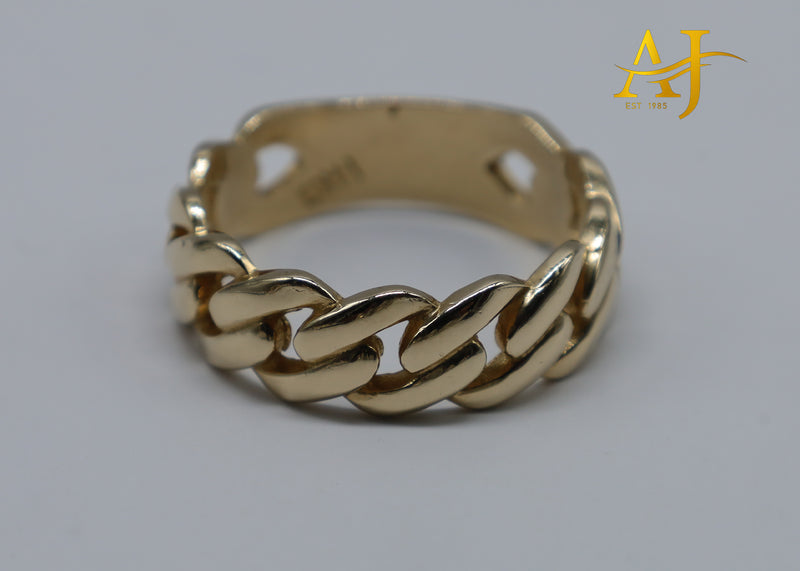 14K Solid Cuban Link Ring