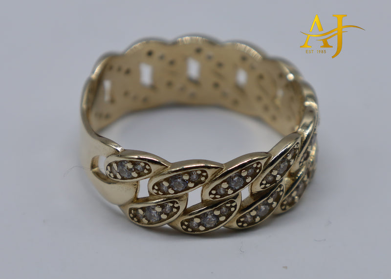 14K Cuban Link CZ Ring