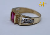 14K 2 Tone Ruby CZ San Judas Ring