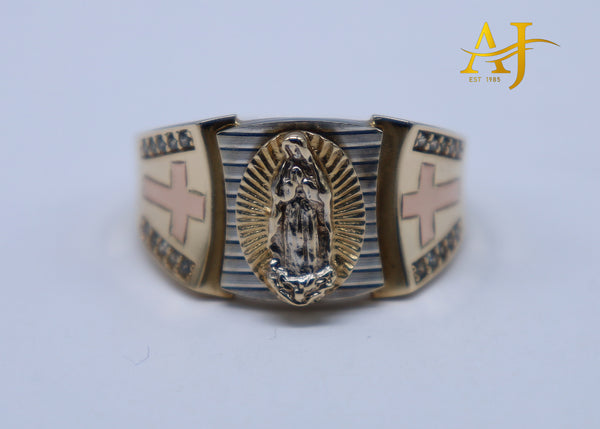 14K Virgen Maria 3 Tone Ring