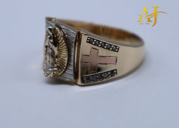 14K Virgen Maria 3 Tone Ring