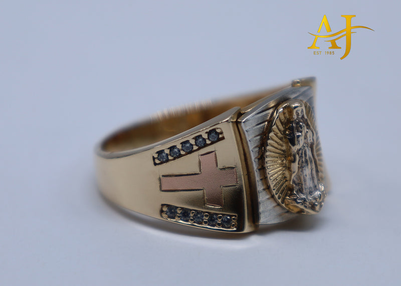 14K Virgen Maria 3 Tone Ring