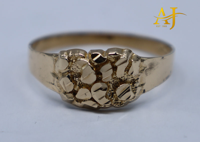 14K Semi-Hollow Nugget Ring