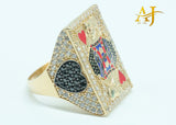 14K King Card Ring