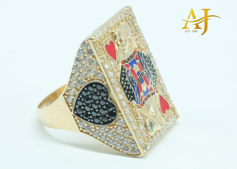 14K King Card Ring