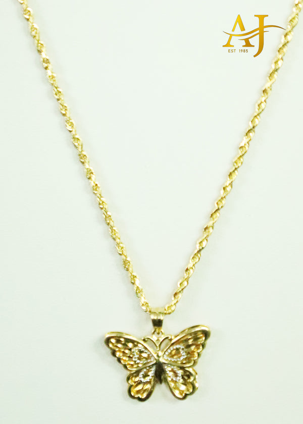 14K Rope Chain Butterfly Set