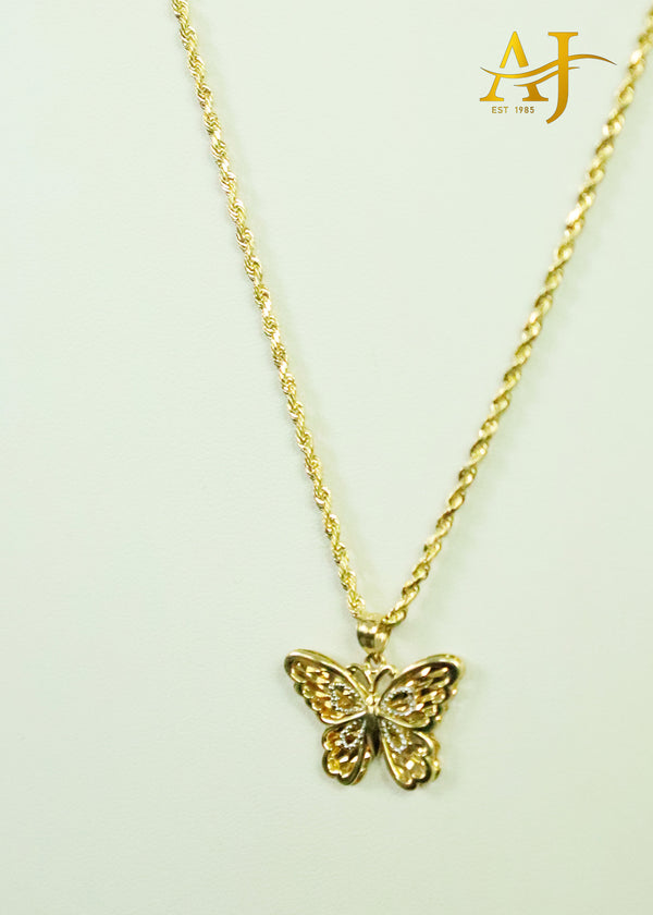 14K Rope Chain Butterfly Set