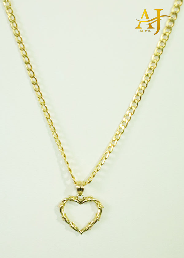 14K Cuban Designer Heart Set