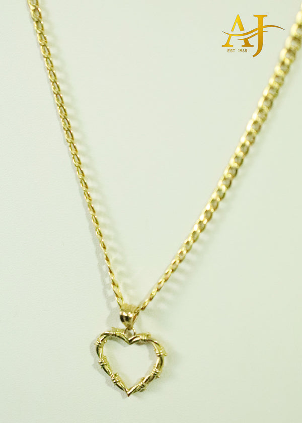 14K Cuban Designer Heart Set