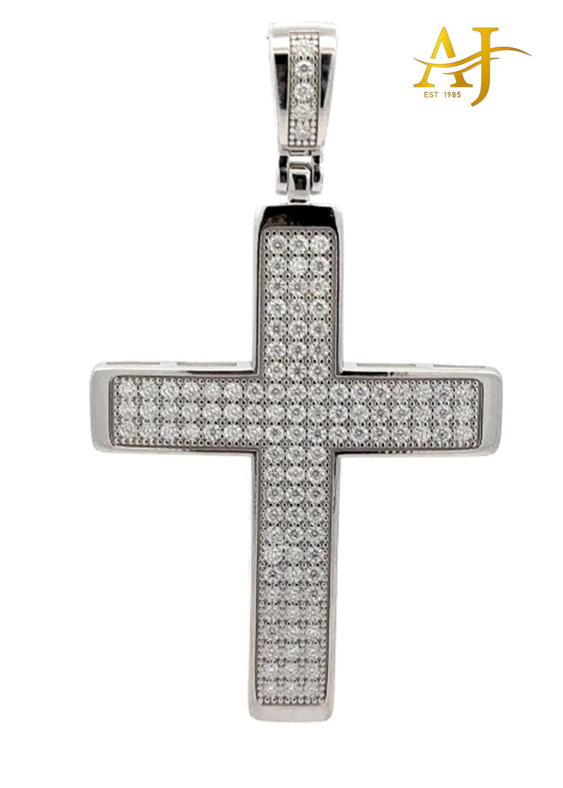 925 MOISSANITE RHODIUM ICED OUT CROSS