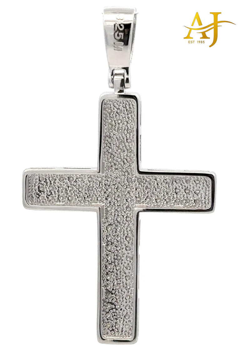 925 MOISSANITE RHODIUM ICED OUT CROSS