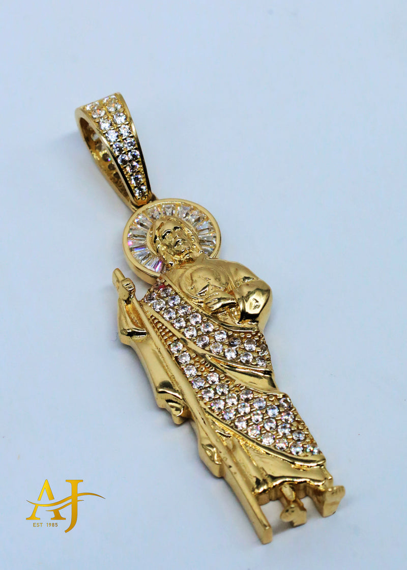 14K CZ San Judas Pendant