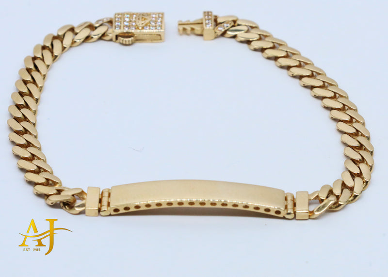 14K 4MM Cuban Link ID Bracelet