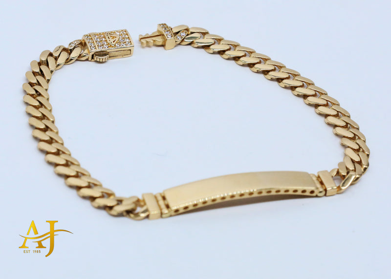 14K 4MM Cuban Link ID Bracelet