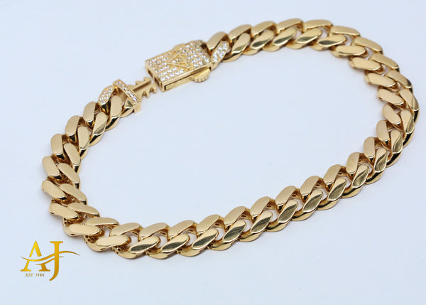 14K 8MM Semi-Solid Cuban Bracelet