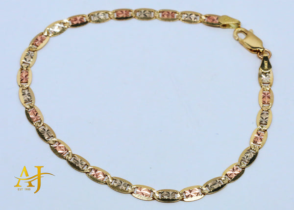 14K 3 Tone Star Valentino Bracelet