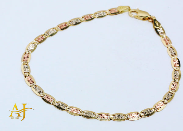 14K 3 Tone Star Valentino Bracelet