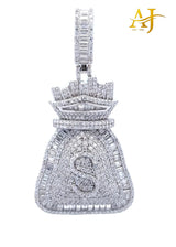 925 MOISSANITE RHODIUM MONEY BAG