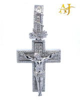 925  MOISSANITE RHODIUM JESUS CROSS