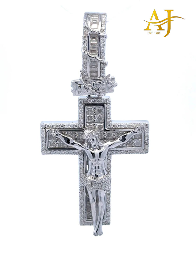 925  MOISSANITE RHODIUM JESUS CROSS