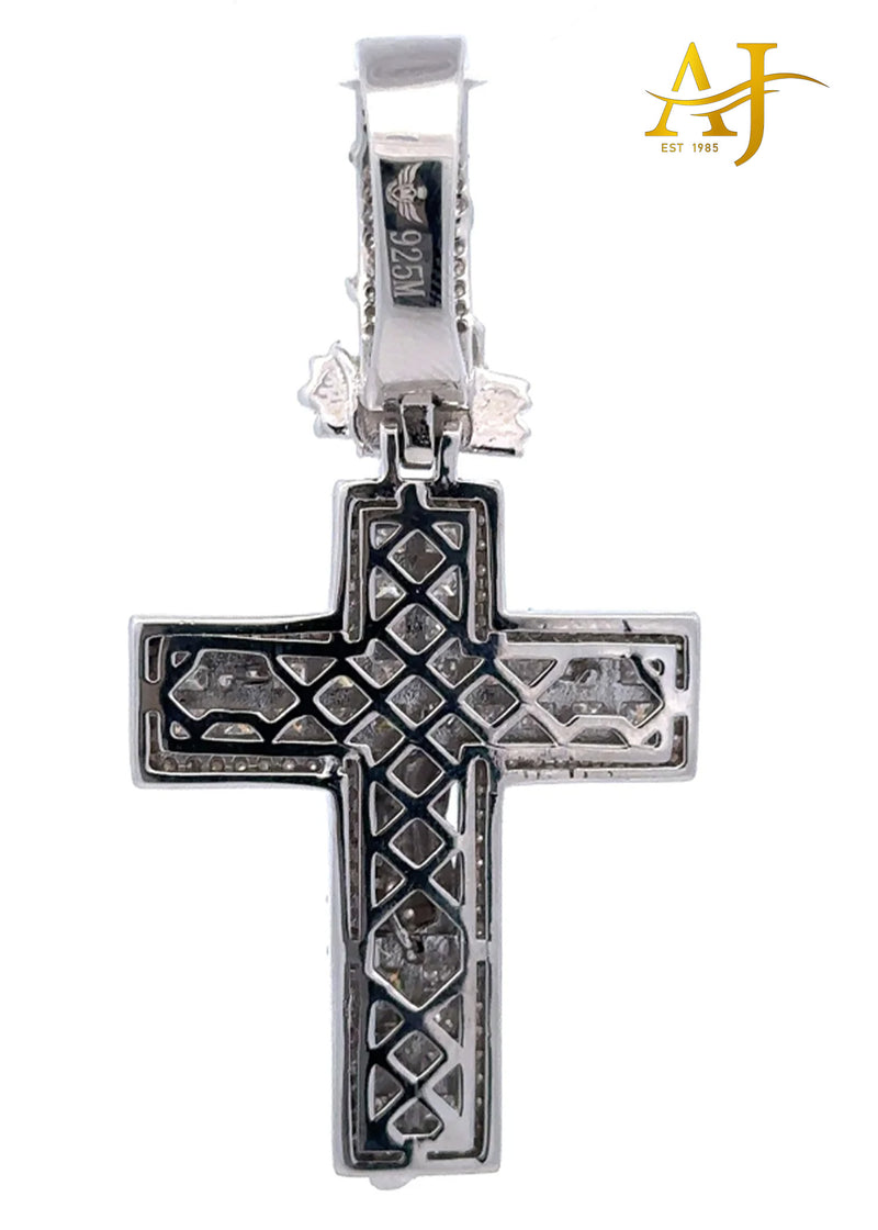 925  MOISSANITE RHODIUM JESUS CROSS