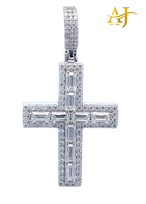 925  MOISSANITE RHODIUM CROSS PENDANT