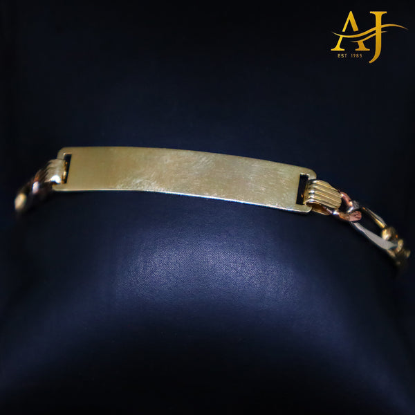 Pulsera de identificación semihueca de oro de 14 kt