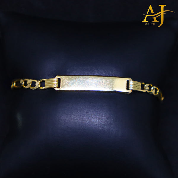 Pulsera de identificación de bebé Figaro sólida de 14 kt