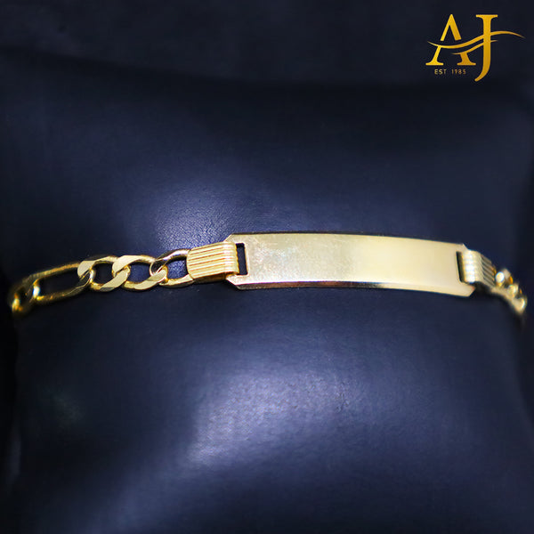 Pulsera de identificación de bebé Figaro sólida de 14 kt