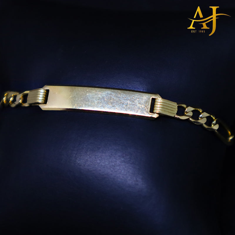 Pulsera de identificación de bebé Figaro sólida de 14 kt