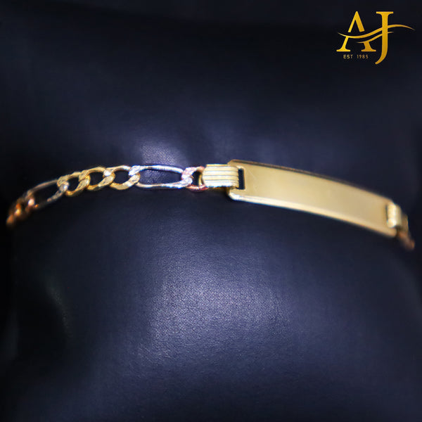 14KT 3 Tone Semi-Hollow Baby ID Bracelets