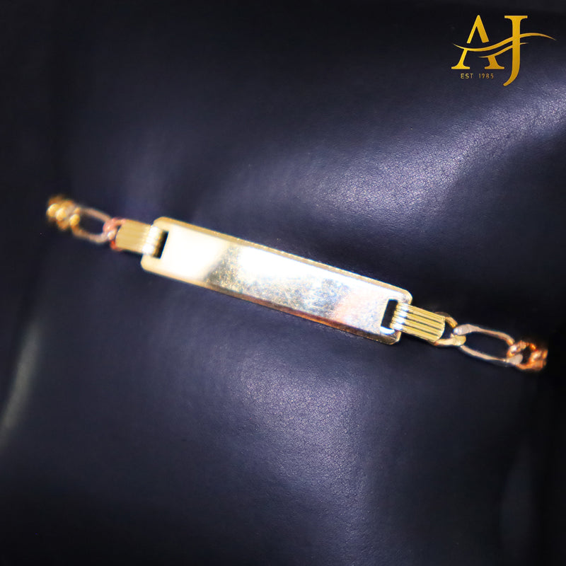 14KT 3 Tone Semi-Hollow Baby ID Bracelets