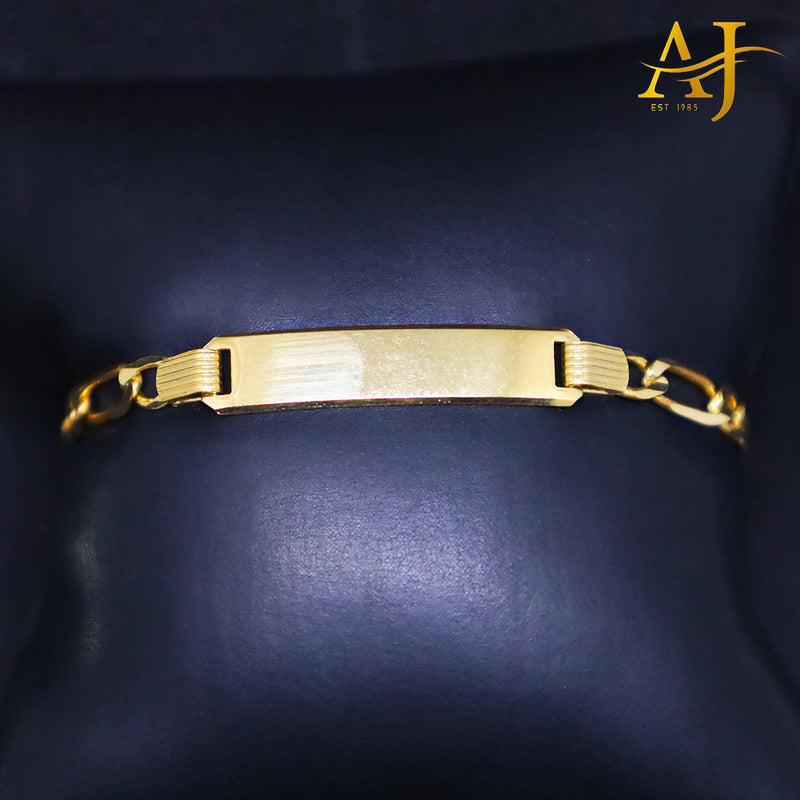 Pulsera para bebé con identificación de figaro maciza de 14 kt