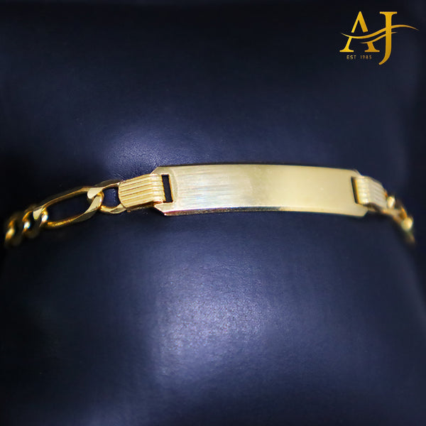 14KT Solid Figaro Baby ID Bracelet