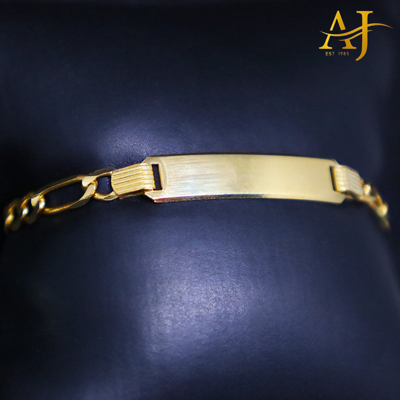 Pulsera para bebé con identificación de figaro maciza de 14 kt