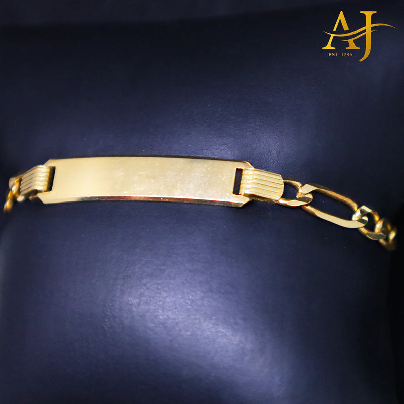 Pulsera para bebé con identificación de figaro maciza de 14 kt