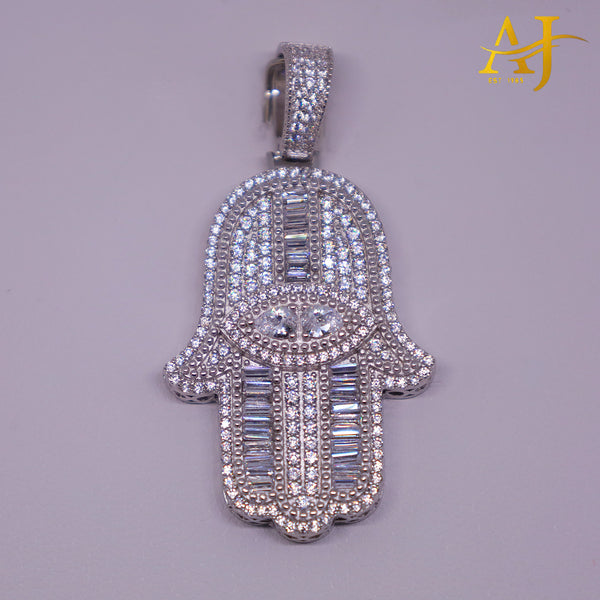 925 Hamsa Hand Baguette CZ